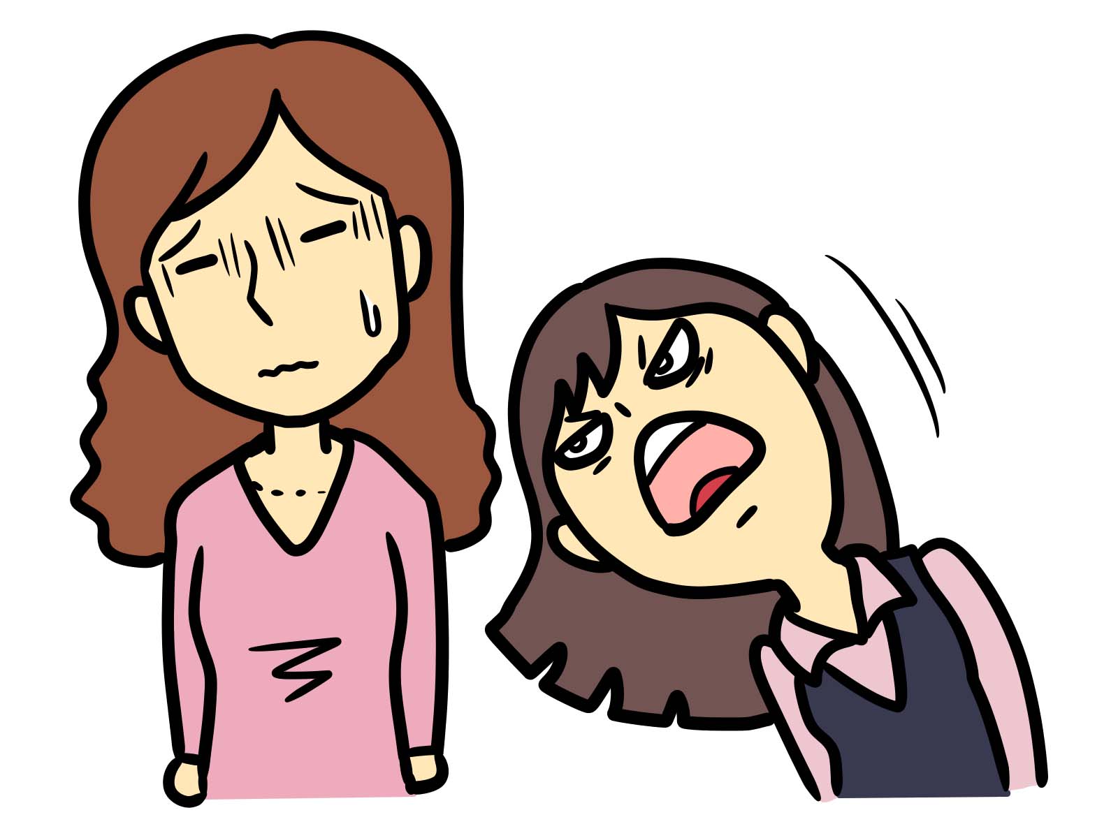 お局にいじめられている女性のイラスト画像